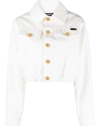 Balmain - Cropped Denim Jacket - Lyst
