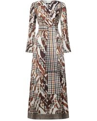 Pierre Louis Mascia - Houndstooth-Pattern Animal-Print Maxi Dress - Lyst