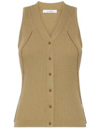 Max Mara - Ribbed-Knit Sleeveless Jacket - Lyst