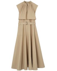 Burberry - Cotton Poplin Midi Dress - Lyst