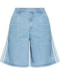 adidas - Side-Stripe Denim Shorts - Lyst