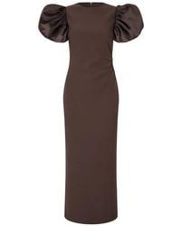 ROTATE BIRGER CHRISTENSEN - Draped Midi Puff Dress - Lyst