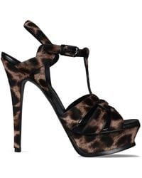 Saint Laurent - Leopard Print Sandals - Lyst