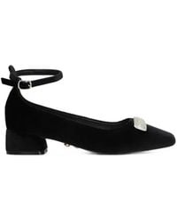 Twentyfourhaitch - Crystal-Embellished Ankle-Strap Flat Pumps - Lyst