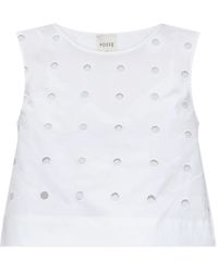 Posse - Top Smanicato Peggy Con Occhielli - Lyst