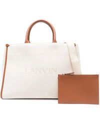 Lanvin - Logo-Print Leather Tote Bag - Lyst