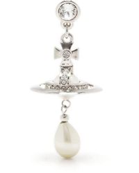 Vivienne Westwood Orecchino pendente Orb con perle - Bianco