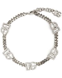 Dolce & Gabbana - Bracelet serti de cristaux à breloque logo - Lyst