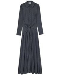 Ganni - Robe Longue Boutonnée À Taille Nouée - Lyst