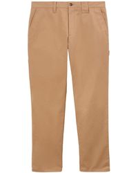 Burberry - Pantalon droit en coton à étiquette logo - Lyst