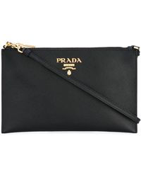 Prada Clutch mit Logo-Schild - Schwarz
