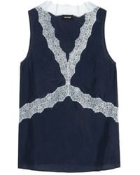 Zadig & Voltaire - Tasao Lace-Trim Silk Top - Lyst