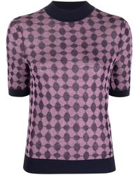 Tory Burch - Geometric-Print Short-Sleeve Jumper - Lyst