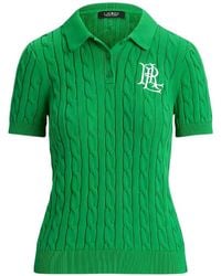 Ralph Lauren - Cable-Knit Cotton-Polo Sweater - Lyst