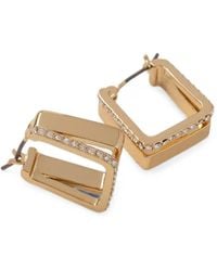DKNY - Crystal-Embellished Square Hoop Earrings - Lyst