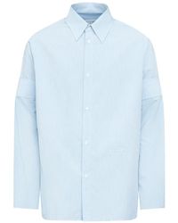 MM6 by Maison Margiela - Numeric-Embroidered Striped Shirt - Lyst