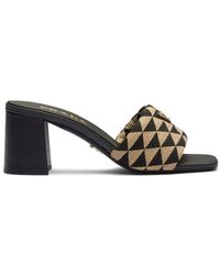 Prada - Logo-Plaque Slip-On Sandals - Lyst