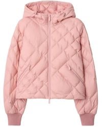 Burberry - Check-Stitch Hooded Puffer Jacket - Lyst