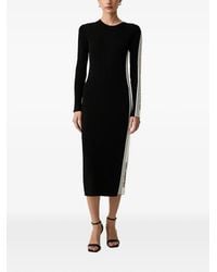 KARL LAGERFELD - Logo-Tape Ribbed-Knit Midi Dress - Lyst