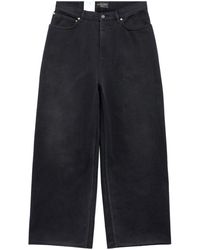 Balenciaga - Denim Size Sticker Mid-rise Wide-leg Jeans - Lyst