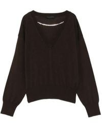 Liu Jo - Crystal-Embellished V-Neck Sweater - Lyst