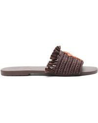 Manebí - Fringed Raffia Slides - Lyst