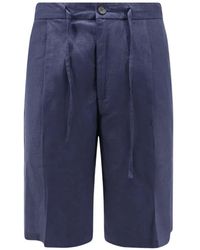 Hevò - Drawstring Pleated Linen Shorts - Lyst