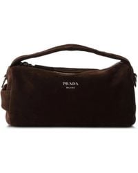 Prada - Suede Leather Shoulder Bag - Lyst