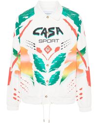 Casablancabrand - Printed Nylon Mens Printed Coach Jacket Casa Moto White - Lyst