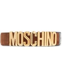 Moschino - Logo-Plaque Suede Belt - Lyst