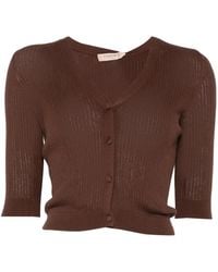 Twinset - V-Neck Ribbed Cardigan - Lyst