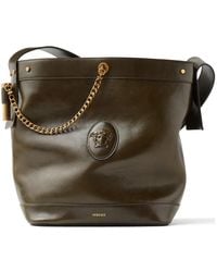 Versace - Pivot Large Leather Bucket Bag - Lyst