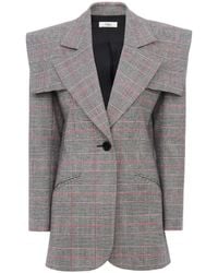 Chloé - Check-Pattern Cape-Detail Blazer - Lyst