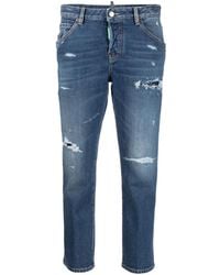 DSquared² - Distressed Slim-Fit Cropped Jeans - Lyst
