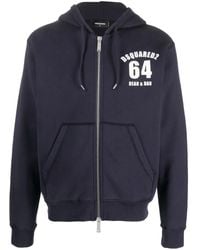 DSquared² - Logo-Print Zip-Fastening Hoodie - Lyst