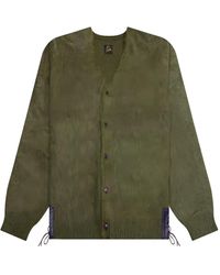 Needles - Leather-Patch Cardigan - Lyst