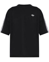 adidas - Logo-Embroidered Stripe-Detail T-Shirt - Lyst