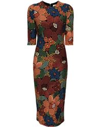 FARM Rio - Floral-embroidered Midi Dress - Lyst