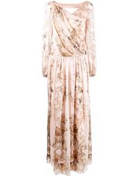 Alberta Ferretti - Floral-Print Pleated Dress - Lyst