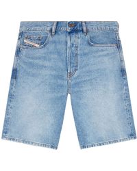 DIESEL - Gerade Jeans-Shorts mit Logo-Patch - Lyst