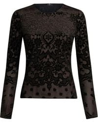 Etro - Tulle And Jacquard Velvet Top - Lyst