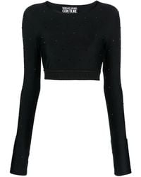 Versace Jeans Couture - Crystal-Embellished Crop Top - Lyst