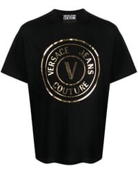 Versace - T-Shirt mit Logo im Metallic-Look - Lyst