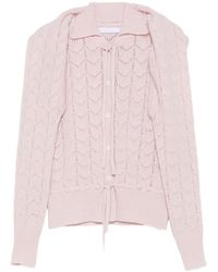 ALAINPAUL - Pointelle-Knit Tie-Fastening Cardigan - Lyst