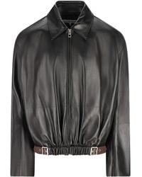 Loewe - Belted Leather Jacket - Lyst