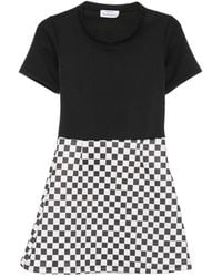 The Artistylist - Checkerboard-Print Short-Sleeve Dress - Lyst