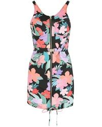 Amir Slama - Floral-Print Zip-Up Mini Dress - Lyst