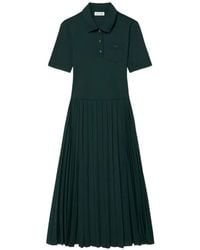 Lacoste - Robe-Polo Longue Plissée À Patch Logo - Lyst