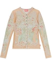 DIESEL - Devoré Jersey Top Met Print - Lyst