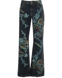 Etro - Vaqueros rectos con estampado floral - Lyst